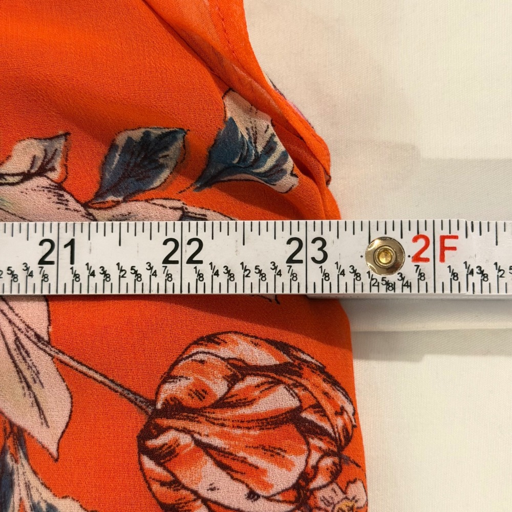 Daniel Rainn Floral Flutter Sleeve Blouse Women XXL Orange NEW - Picture 12 of 15